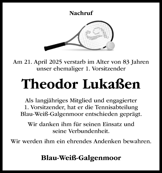 Anzeige von Theodor Lukaßen von OM-Medien