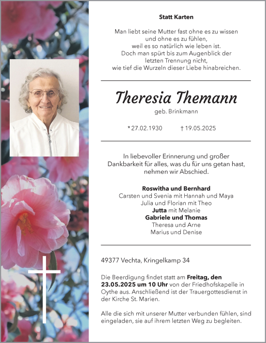Anzeige von Theresia Themann von OM-Medien