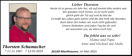 Anzeige von Thorsten Schumacher von OM-Medien