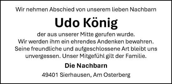 Anzeige von Udo König von OM-Medien