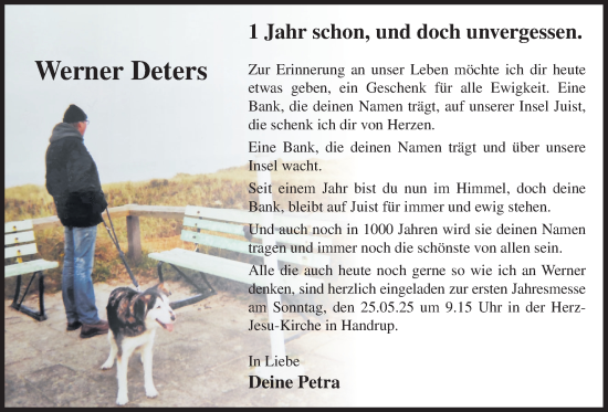 Anzeige von Werner Deters von OM-Medien