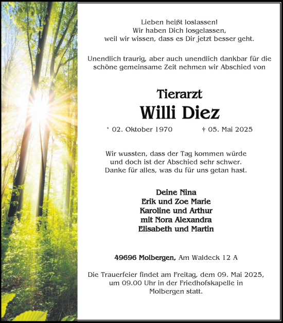 Anzeige von Willi Diez von OM-Medien