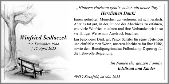 Anzeige von Winfried Sedlaczek von OM-Medien