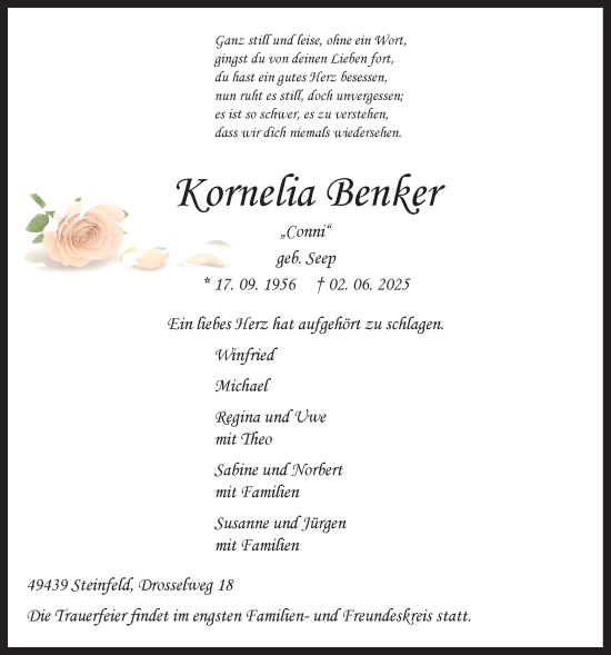 Anzeige von Kornelia Benker von OM-Medien