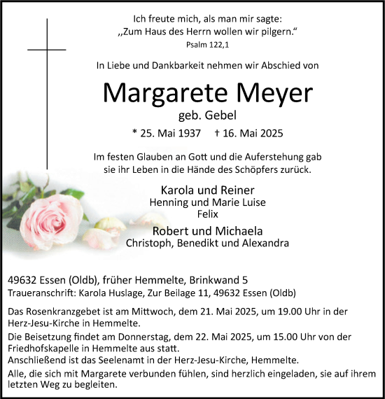 Anzeige von Margarete Meyer von OM-Medien