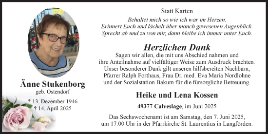 Anzeige von Änne Stukenborg von OM-Medien