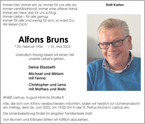 Anzeige von Alfons Bruns von OM-Medien
