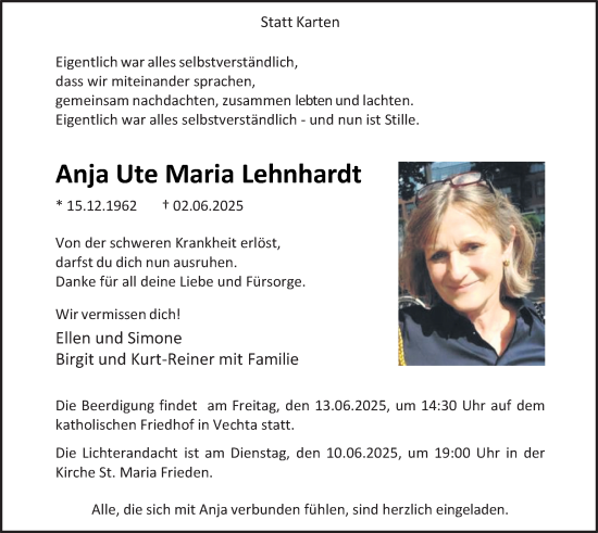 Anzeige von Anja  Lehnhardt von OM-Medien