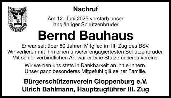 Anzeige von Bernd Bauhaus von OM-Medien