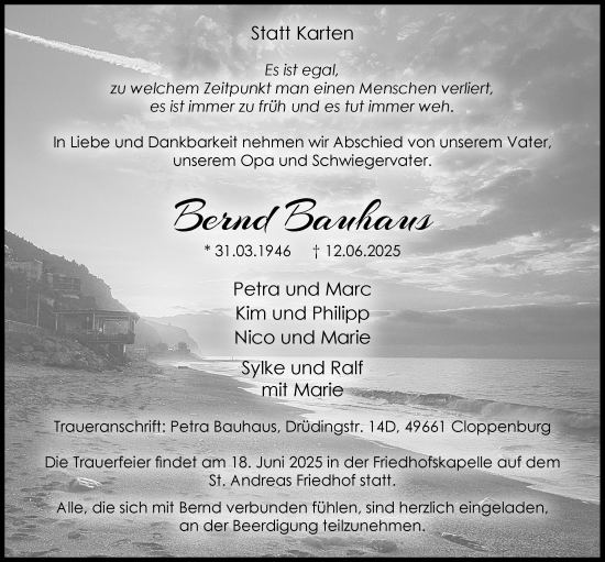 Anzeige von Bernd Bauhaus von OM-Medien