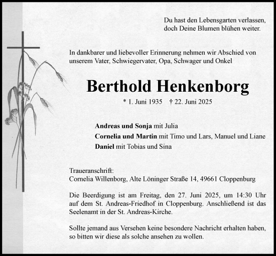 Anzeige von Berthold Henkenborg von OM-Medien
