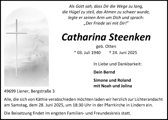Anzeige von Catharina Steenken von OM-Medien