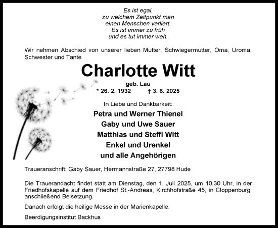 Anzeige von Charlotte Witt von OM-Medien
