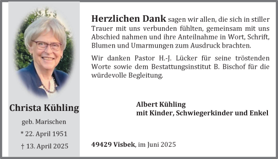 Anzeige von Christa Kühling von OM-Medien