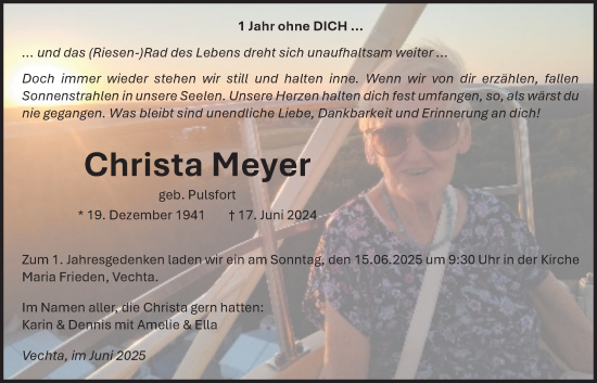 Anzeige von Christa Meyer von OM-Medien