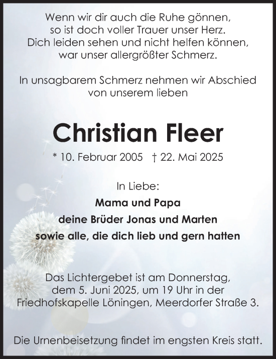 Anzeige von Christian Fleer von OM-Medien
