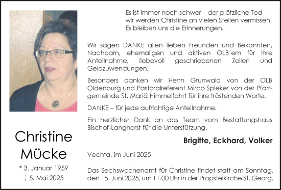 Anzeige von Christine Mücke von OM-Medien