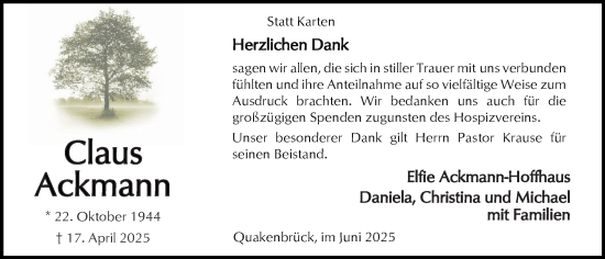 Anzeige von Claus Ackmann von OM-Medien