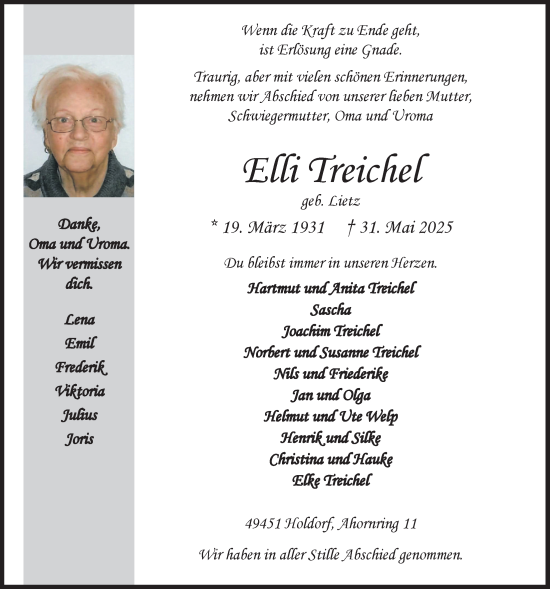 Anzeige von Elli Treichel von OM-Medien