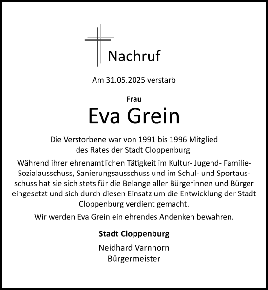 Anzeige von Eva Grein von OM-Medien