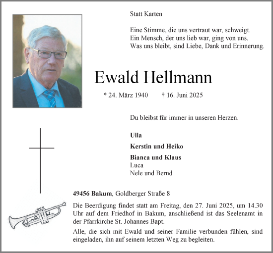 Anzeige von Ewald Hellmann von OM-Medien