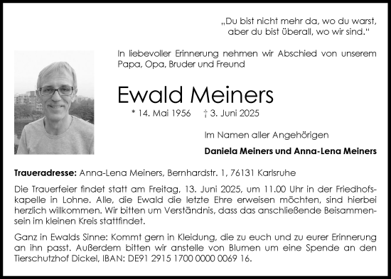 Anzeige von Ewald Meiners von OM-Medien