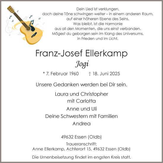 Anzeige von Franz-Josef Ellerkamp von OM-Medien