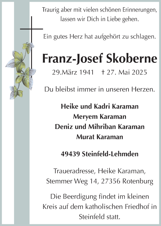 Anzeige von Franz-Josef Skoberne von OM-Medien