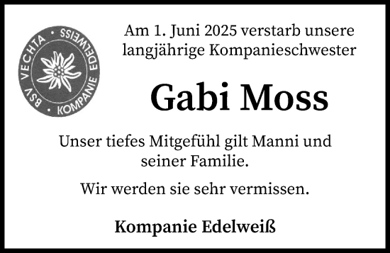 Anzeige von Gabi Moss von OM-Medien