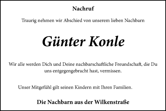 Anzeige von Günter Konle von OM-Medien