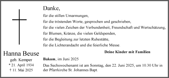 Anzeige von Hanna Beuse von OM-Medien