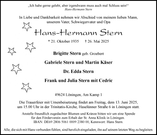 Anzeige von Hans-Hermann Stern von OM-Medien