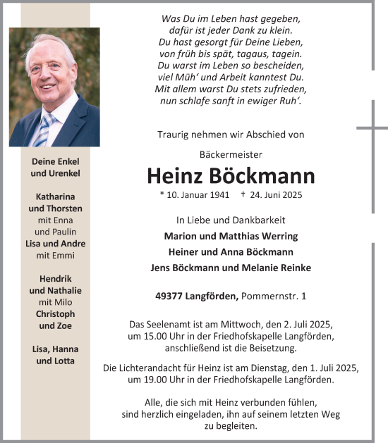 Anzeige von Heinz Böckmann von OM-Medien
