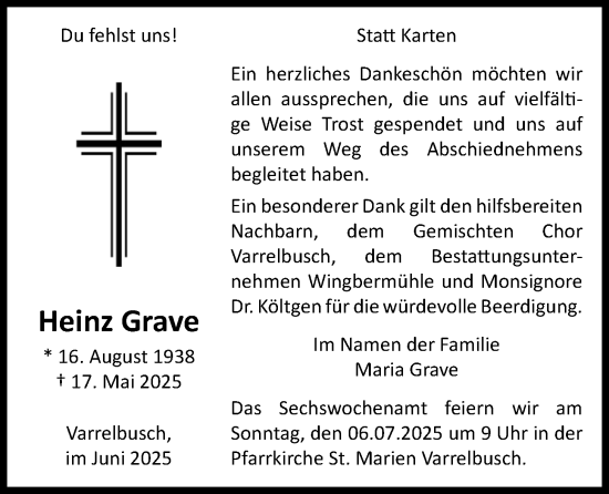 Anzeige von Heinz Grave von OM-Medien