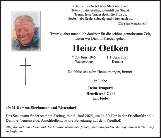 Anzeige von Heinz Oetken von OM-Medien