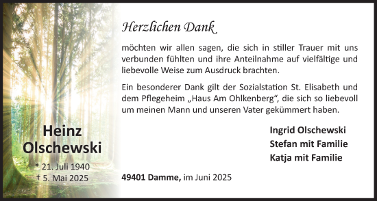 Anzeige von Heinz Olschewski von OM-Medien