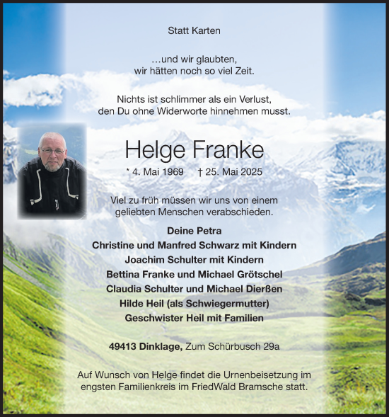 Anzeige von Helge Franke von OM-Medien