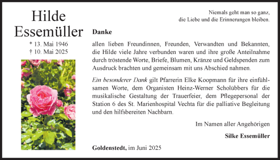 Anzeige von Hilde Essemüller von OM-Medien