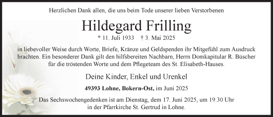 Anzeige von Hildegard Frilling von OM-Medien