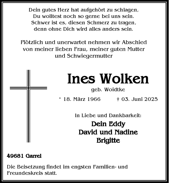 Anzeige von Ines Wolken von OM-Medien