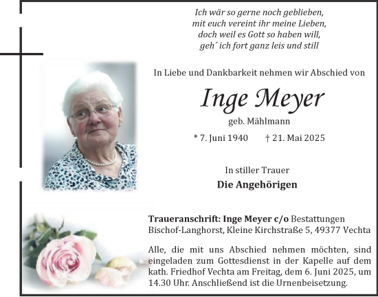 Anzeige von Inge Meyer von OM-Medien