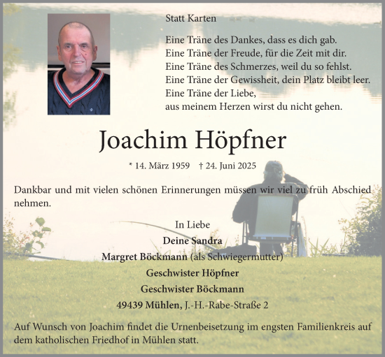 Anzeige von Joachim Höpfner von OM-Medien