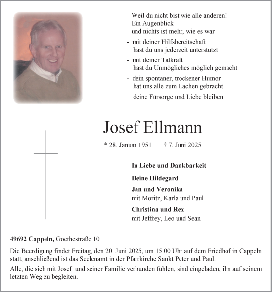 Anzeige von Josef Ellmann von OM-Medien