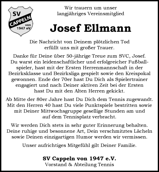 Anzeige von Josef Ellmann von OM-Medien