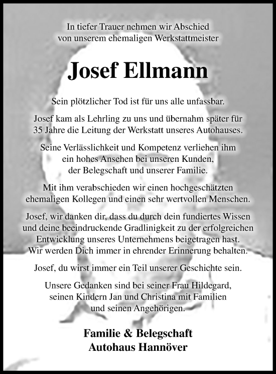 Anzeige von Josef Ellmann von OM-Medien