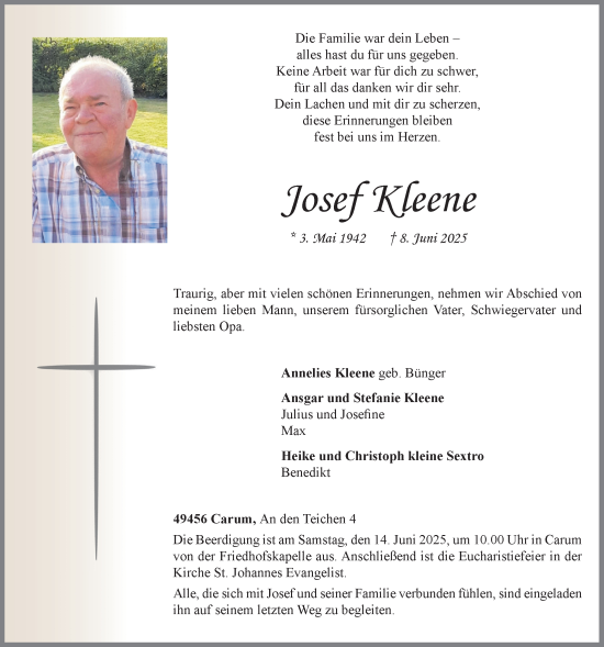 Anzeige von Josef Kleene von OM-Medien