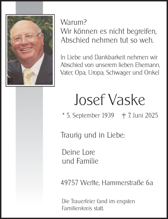 Anzeige von Josef Vaske von OM-Medien