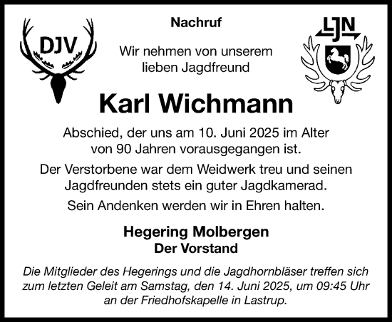 Anzeige von Karl Wichmann von OM-Medien
