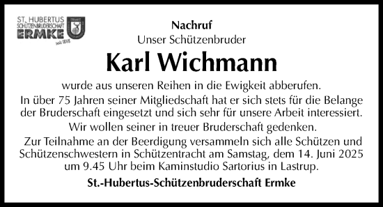 Anzeige von Karl Wichmann von OM-Medien