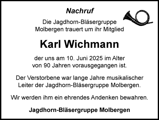 Anzeige von Karl Wichmann von OM-Medien